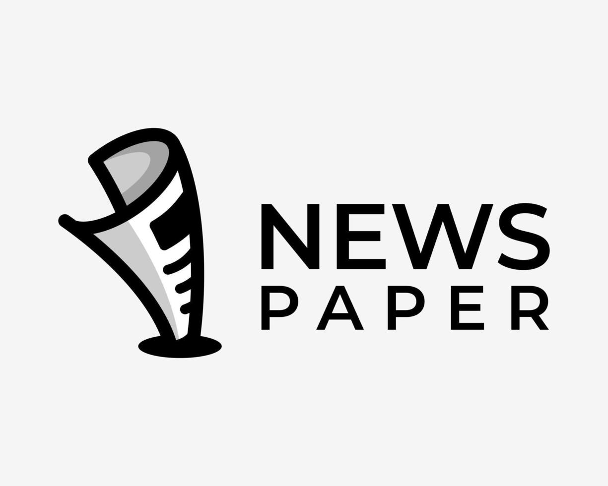 hoja de página de noticias de papel de periódico diario revista papel de periódico gaceta diseño de logotipo de vector de dibujos animados simple