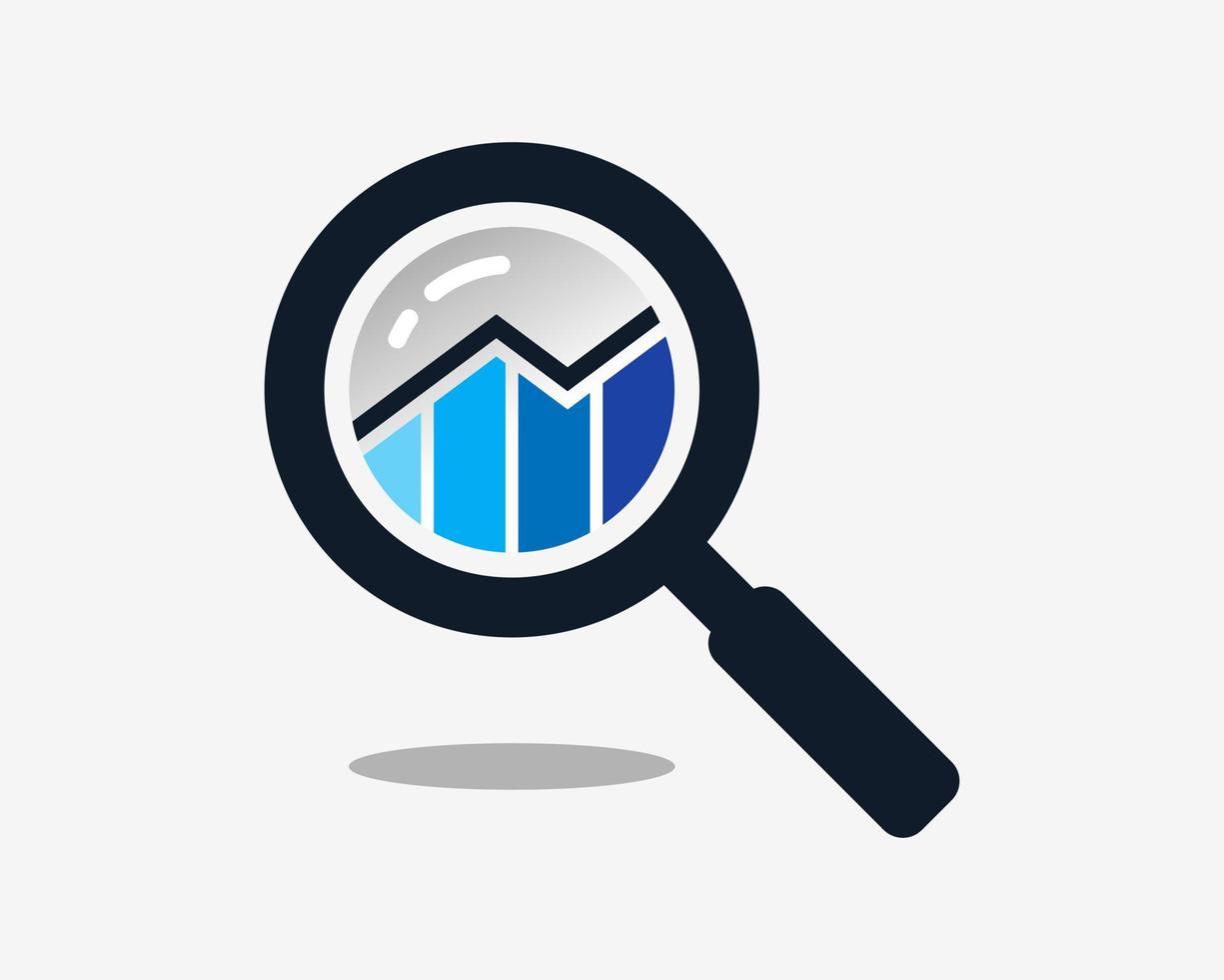 Magnifying Glass Eyesight Loupe Inspect Analysis Business Statistic Chart Success Vector Logo Design