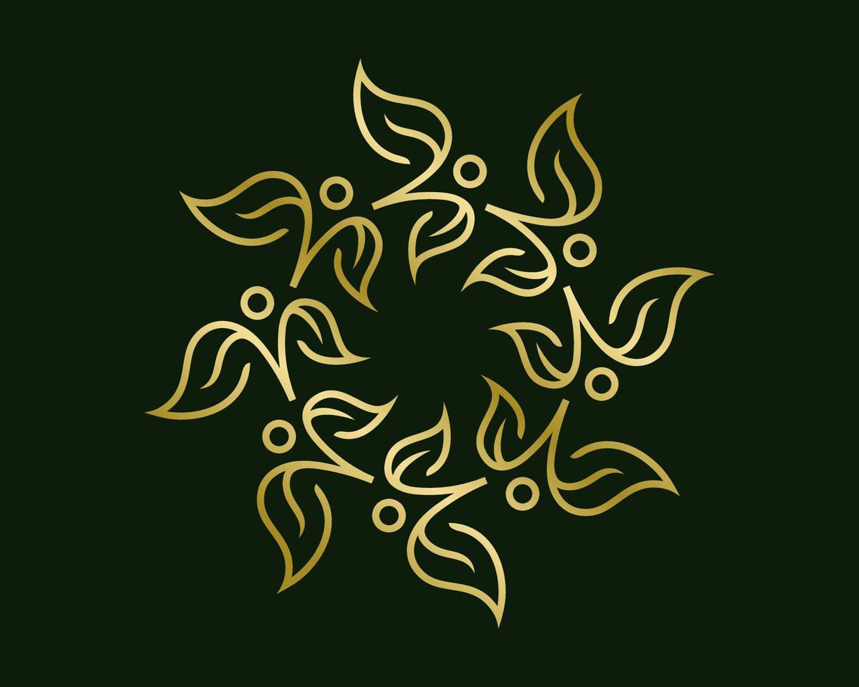 Leaf Wellness Leaves Relax Abstract Decorative Ornamental Gold Luxury Linear Line Vector Logo Design