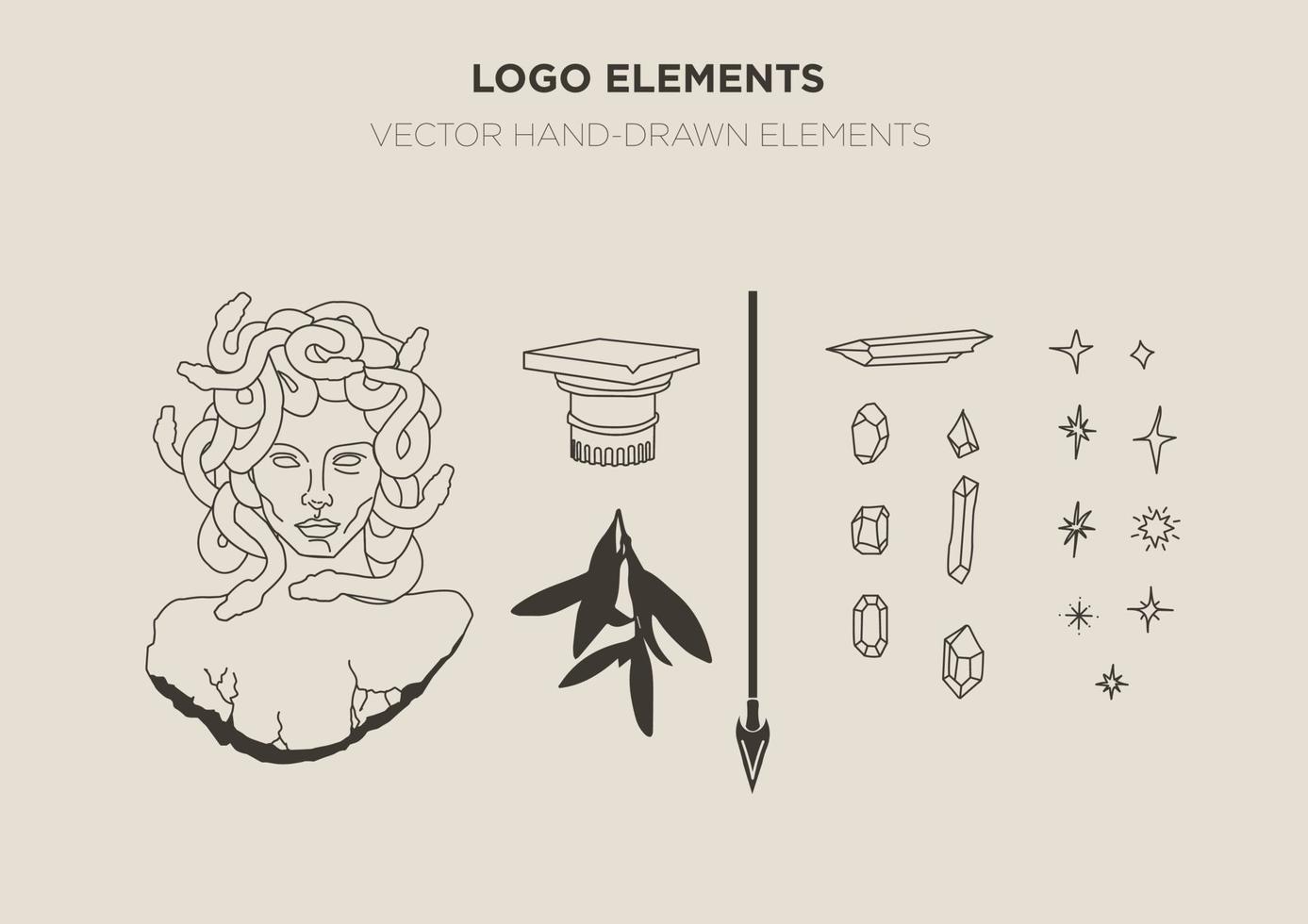 set of boho logo design elements vector