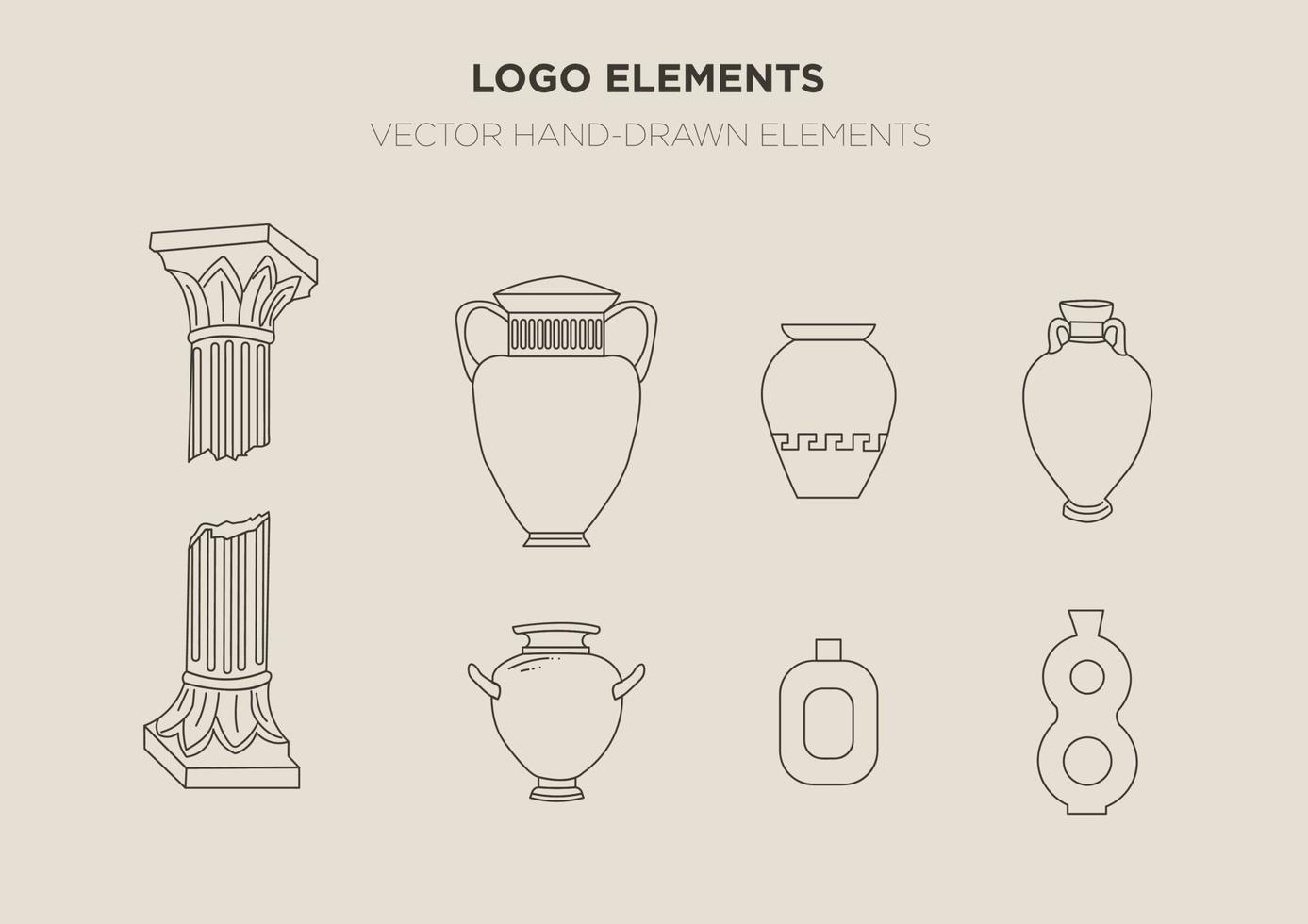 collection of boho greek pottery vector