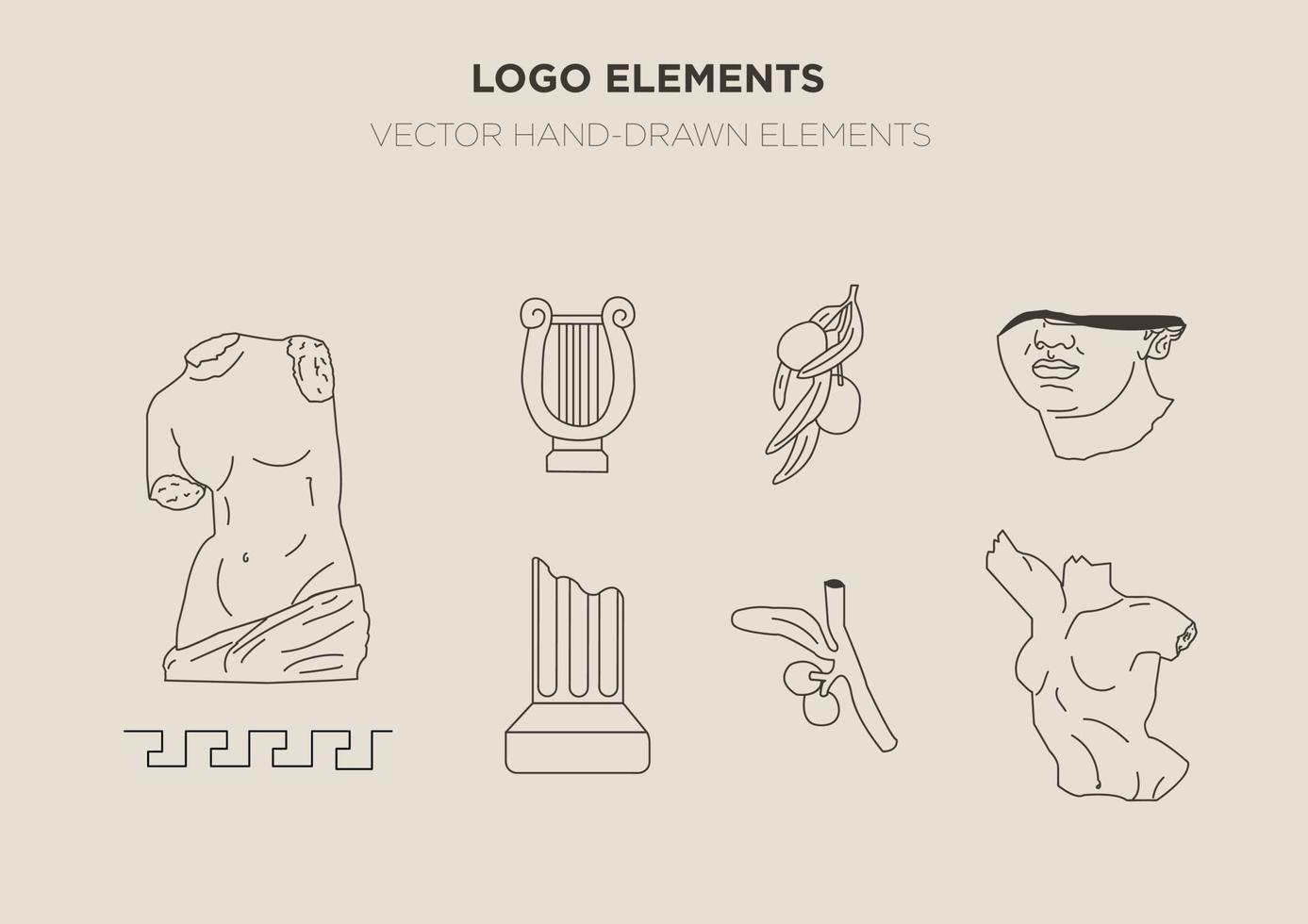 set of boho logo design elements vector