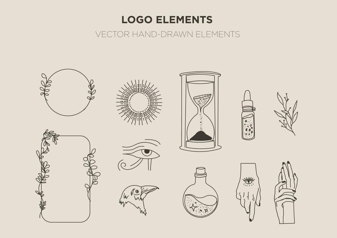 Ancient Greek logo elements set. vector