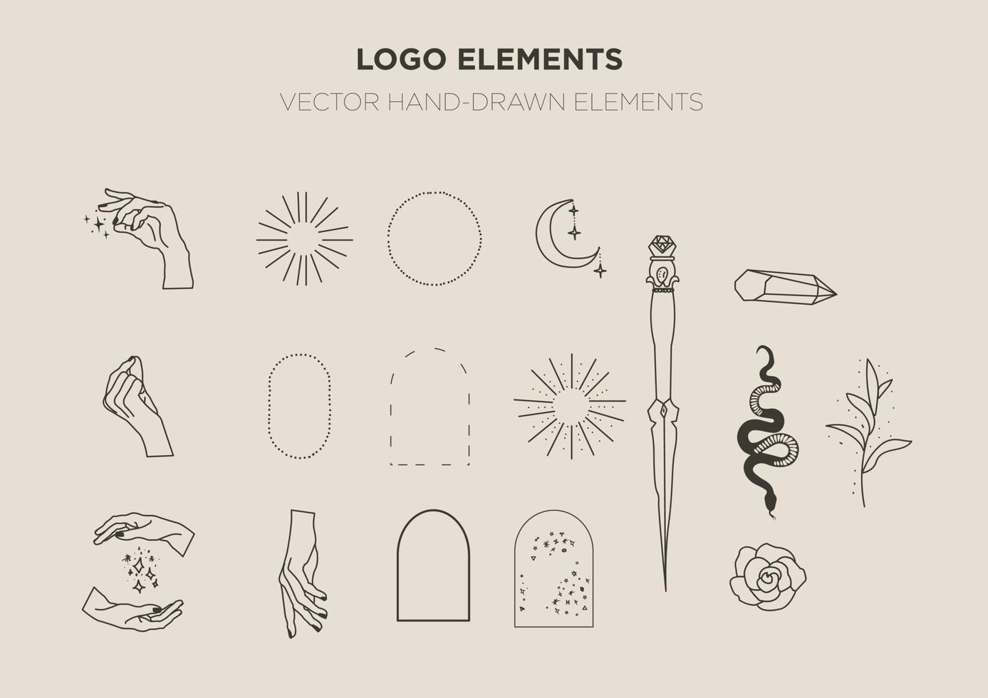 set of boho logo design elements vector