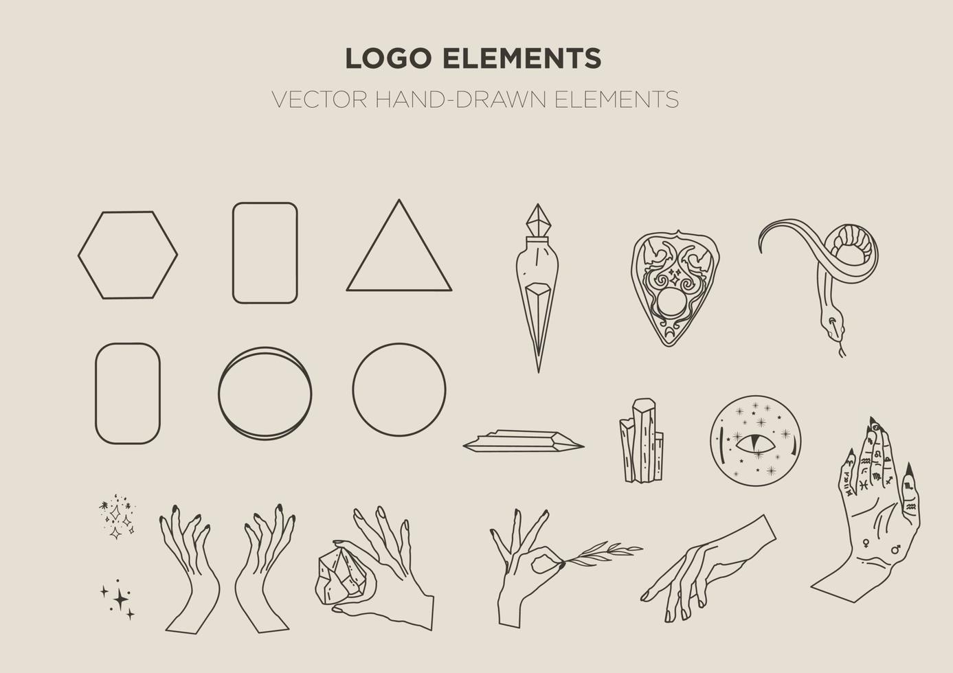 conjunto de elementos de diseño de logotipo místico boho vector