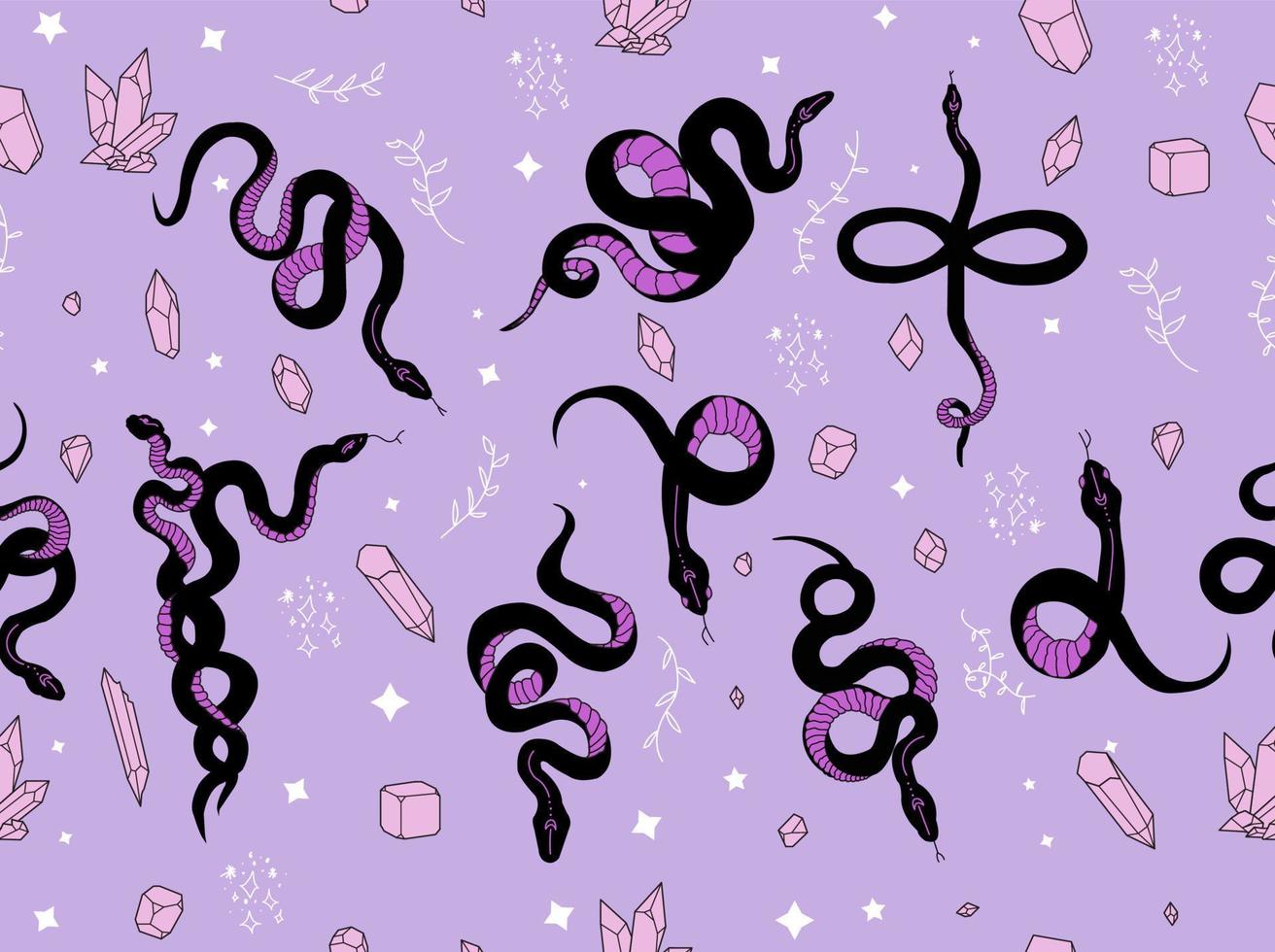 esoteric snake pattern with crystals vector