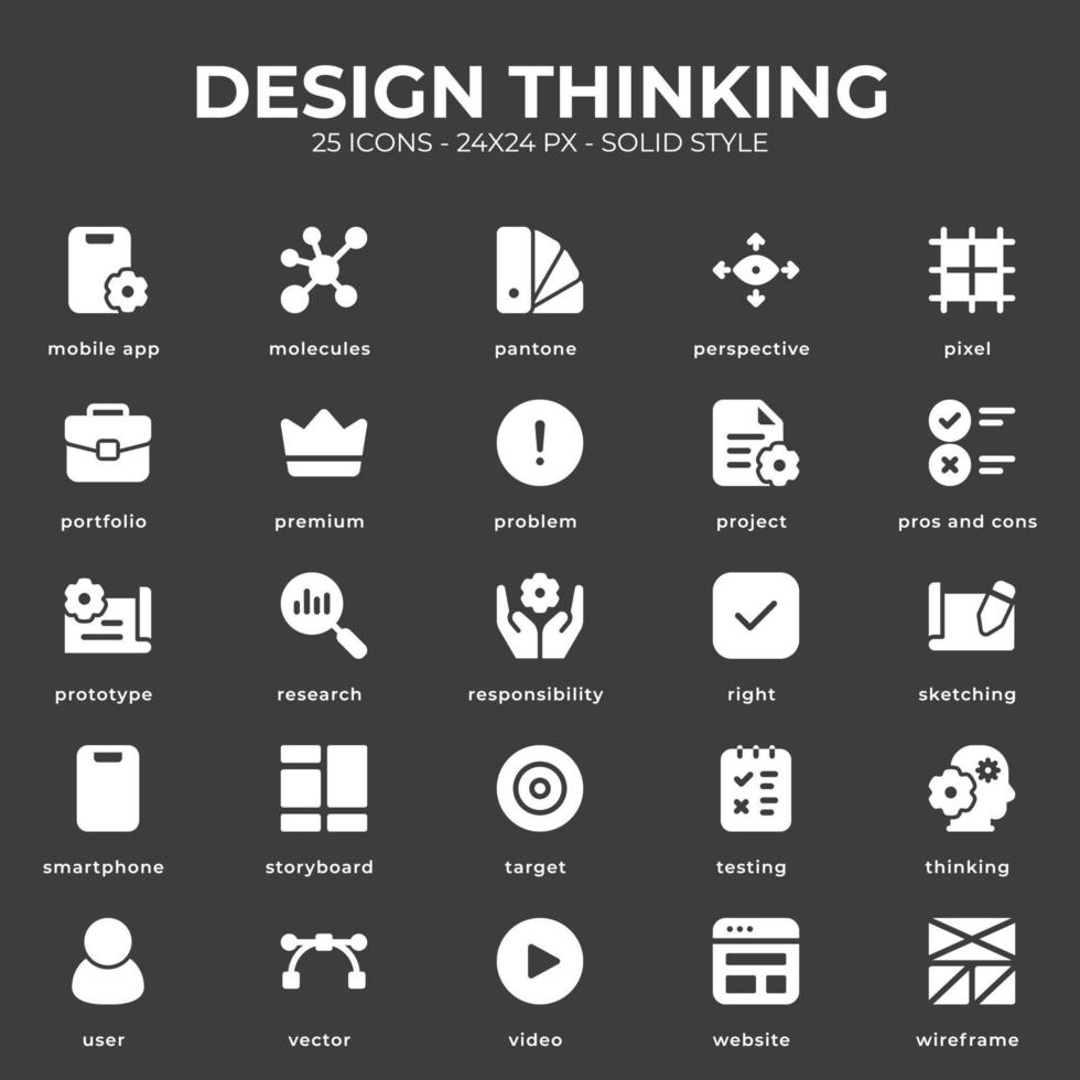 Design Thinking Icon Pack With White Color vector