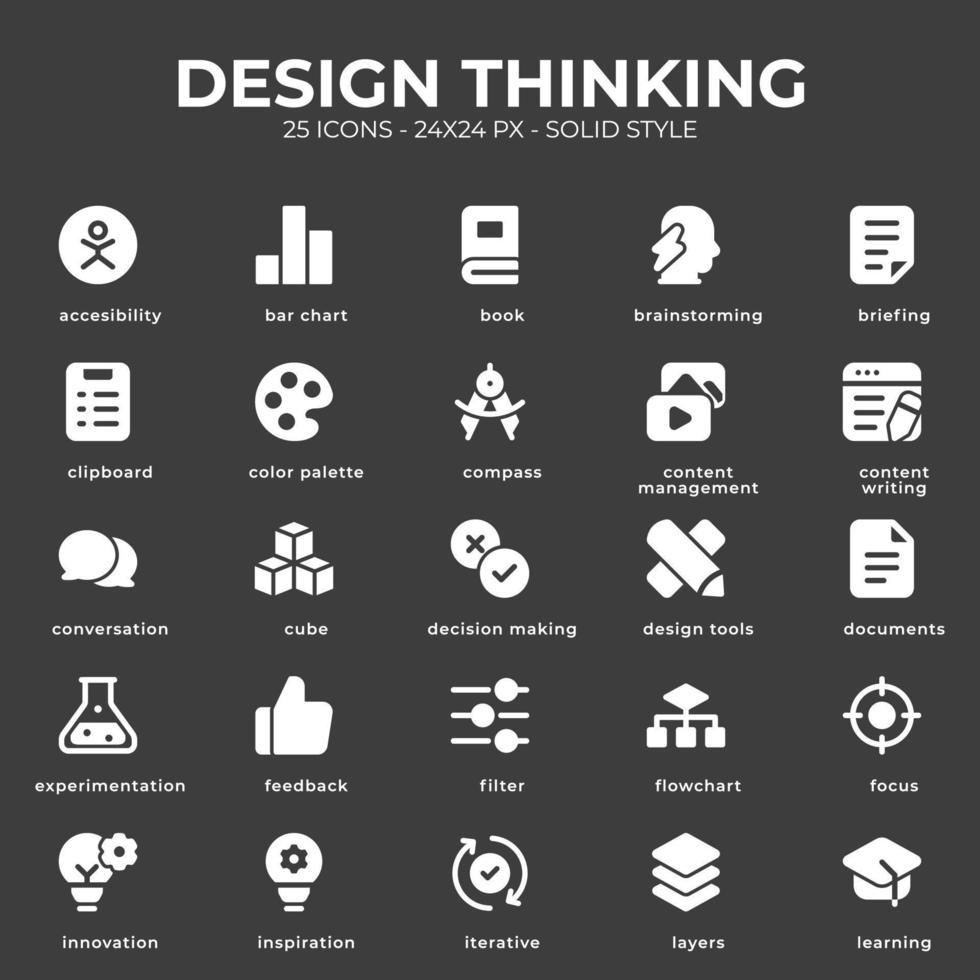Design Thinking Icon Pack With White Color vector