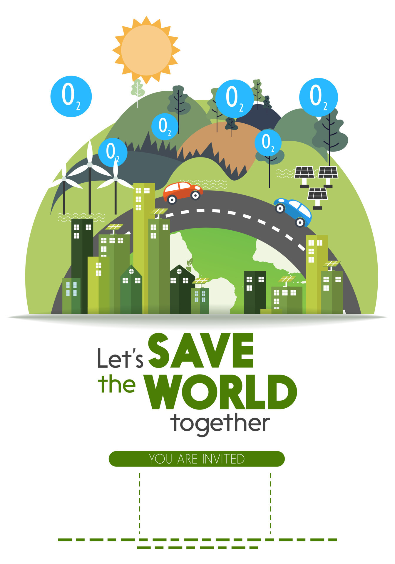 Vector banner lets save the world , Green energy illustration 17265827