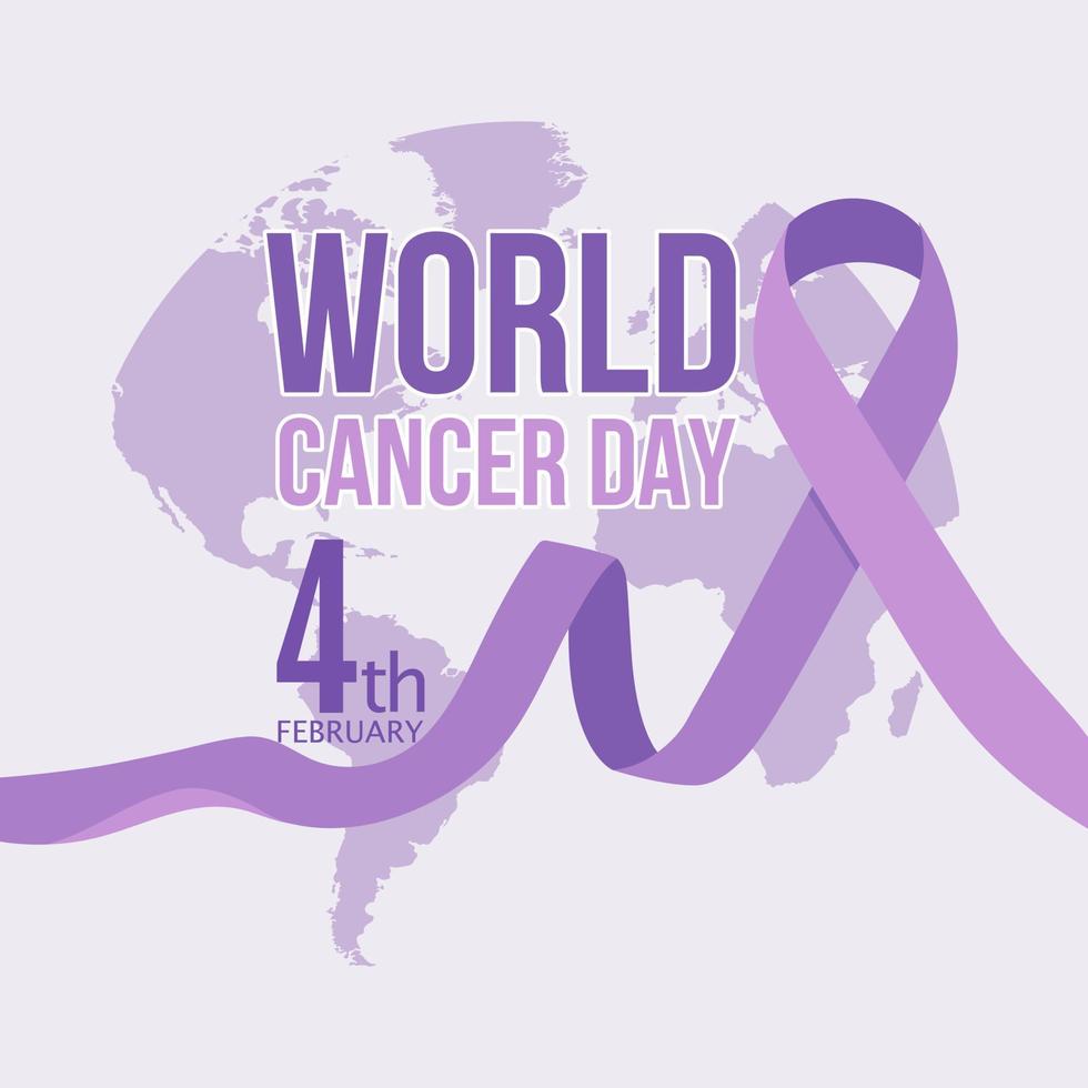 día mundial del cáncer. 4 de febrero mano con diseño de ilustración de vector de cinta
