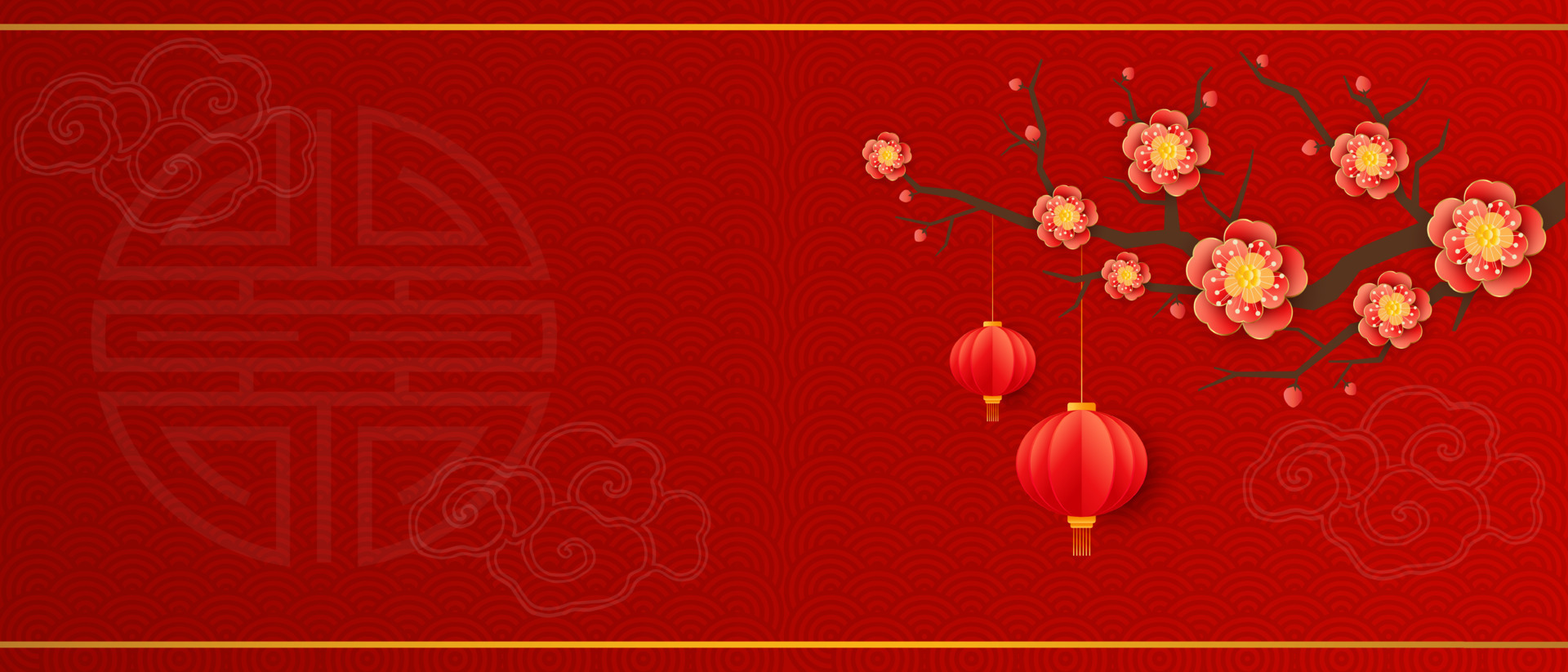 Chinese new year Festivals with with a tree full of flowers, Mid Autumn