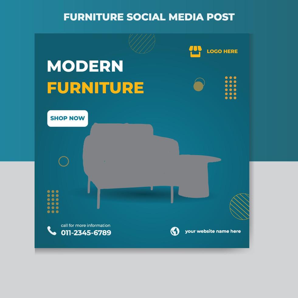 Modern Furniture Sale Social Media Post and web banner Design Template vector