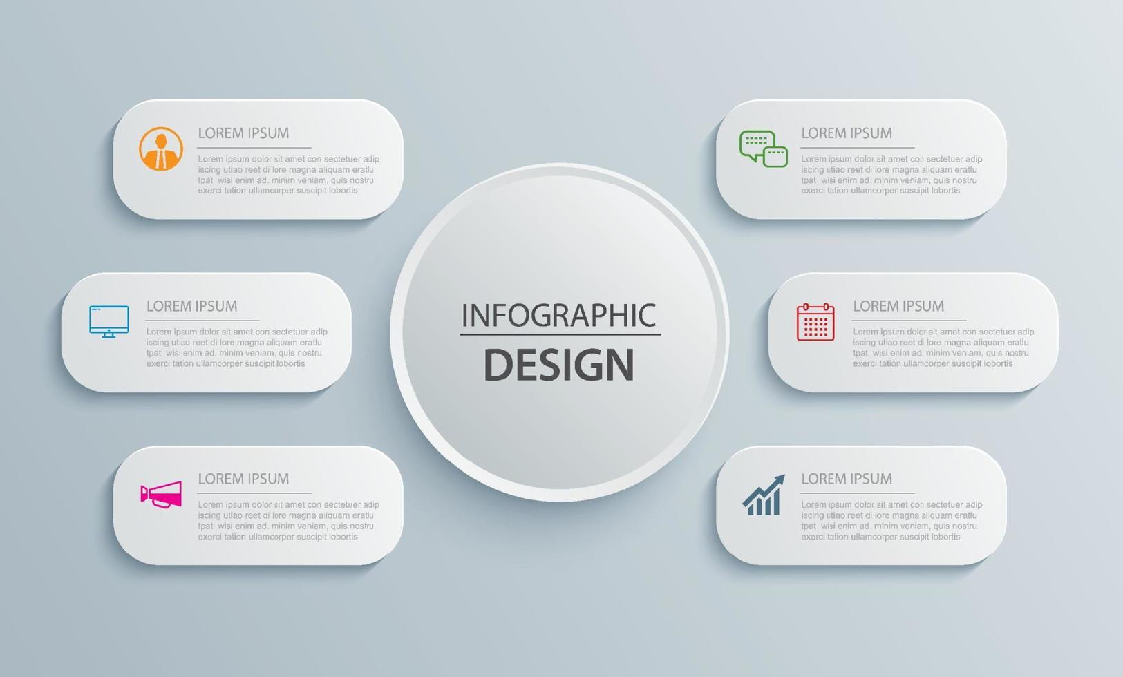 Plantilla de índice de papel de pestaña de infografías de 6 datos. ilustración vectorial resumen de antecedentes. vector