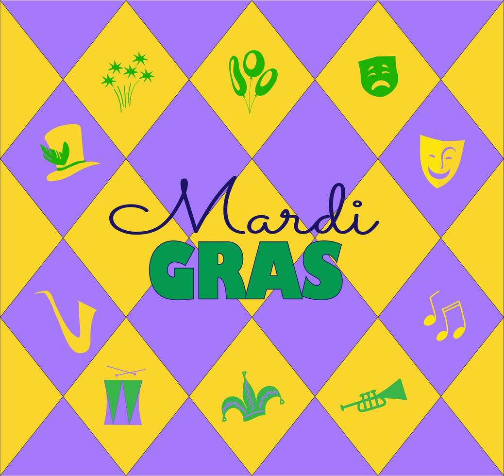 Mardi Gras design for poster, party invitation, banner or flyer vector