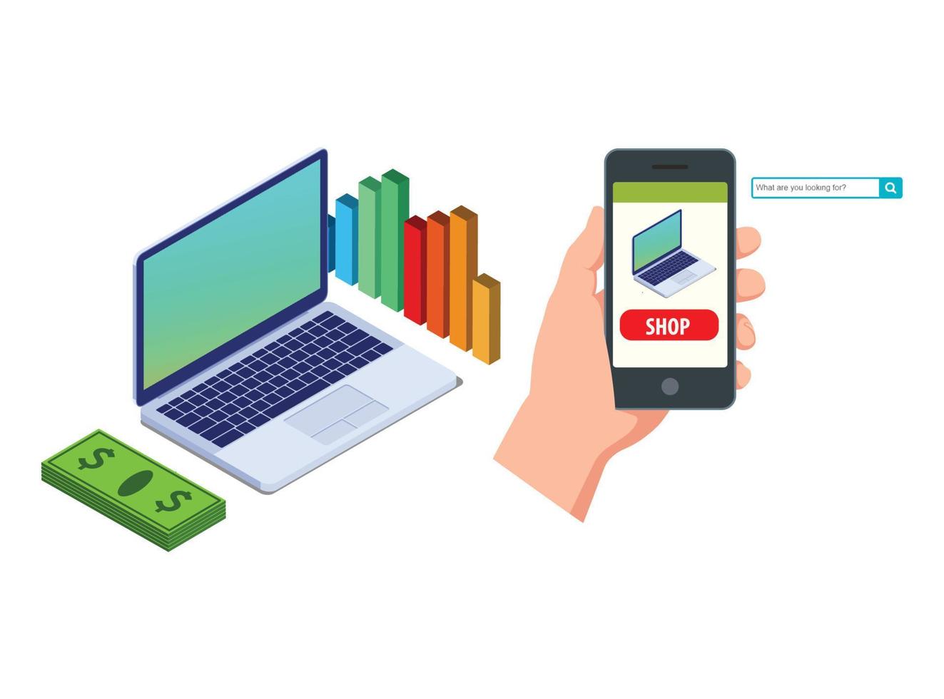 Parcel package order tracking flat 3d isometry isometric business online store shop delivery concept web vector illustration. Big box on magnifier and micro customers. Creative people collection.