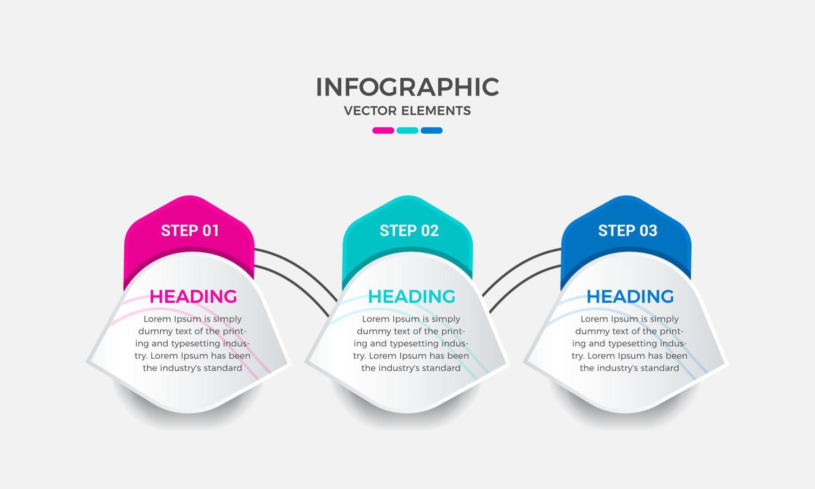 Business infographic with three steps elements design template, Vector infographic presentation, Infographics business concept