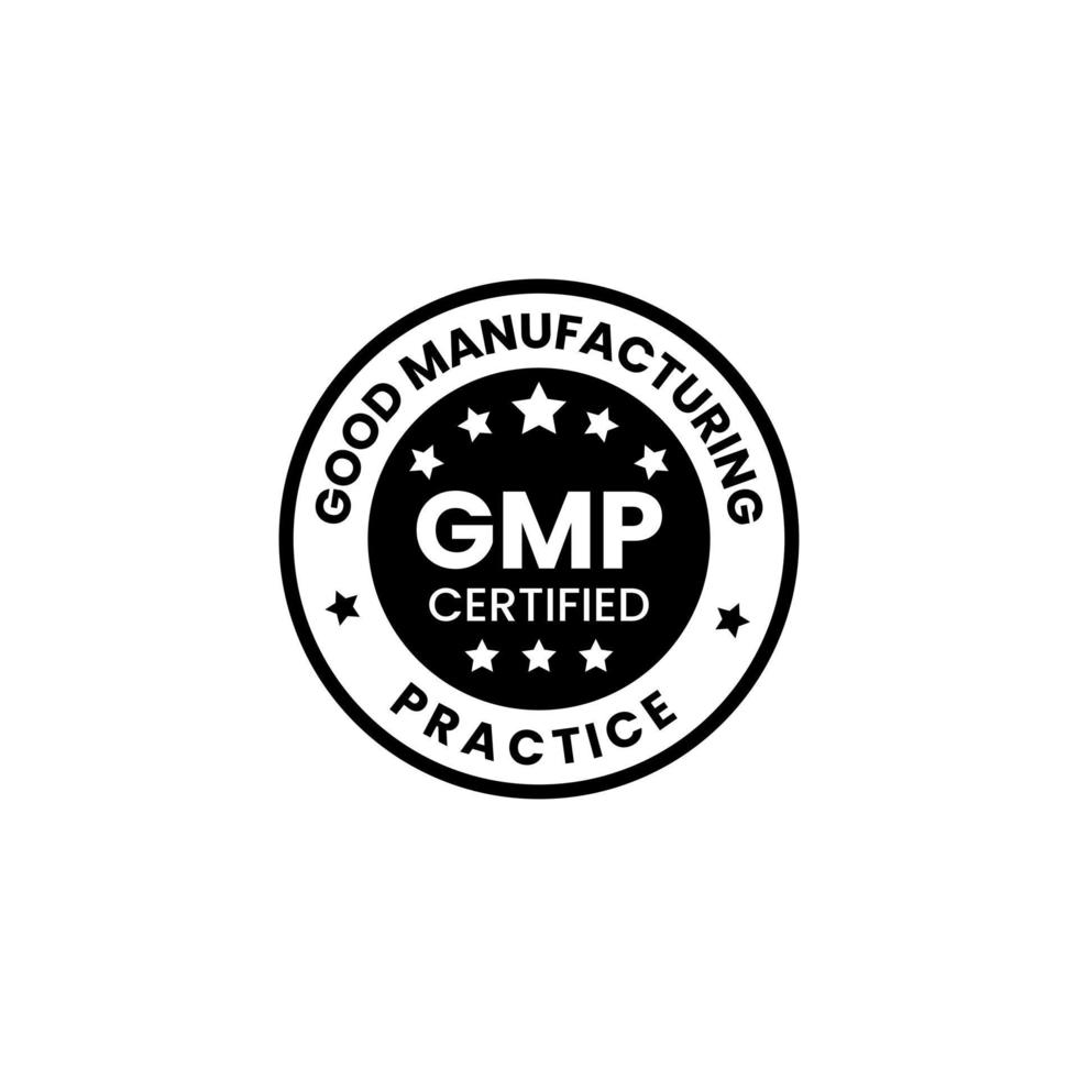 GMP or Good Manufacturing Practice Certified Circle Icon Design Vector