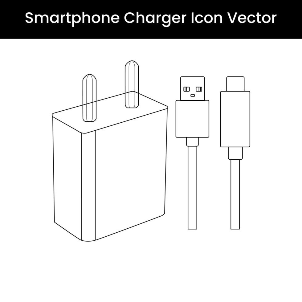 diseño de icono de cargador de teléfono móvil, icono de adaptador y vector de símbolos