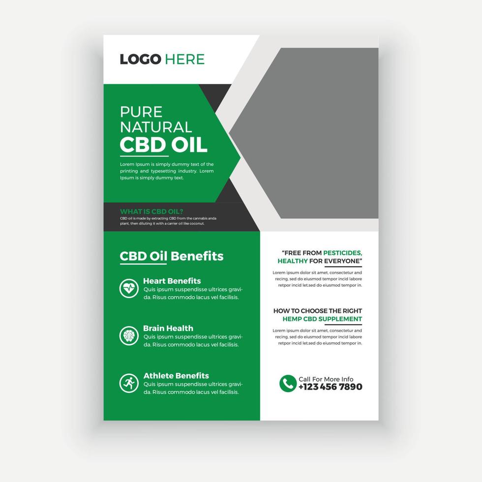 Hemp Oil Product Flyer Template vector