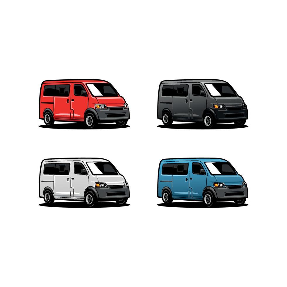 conjunto de colores de la ilustración del coche van vector