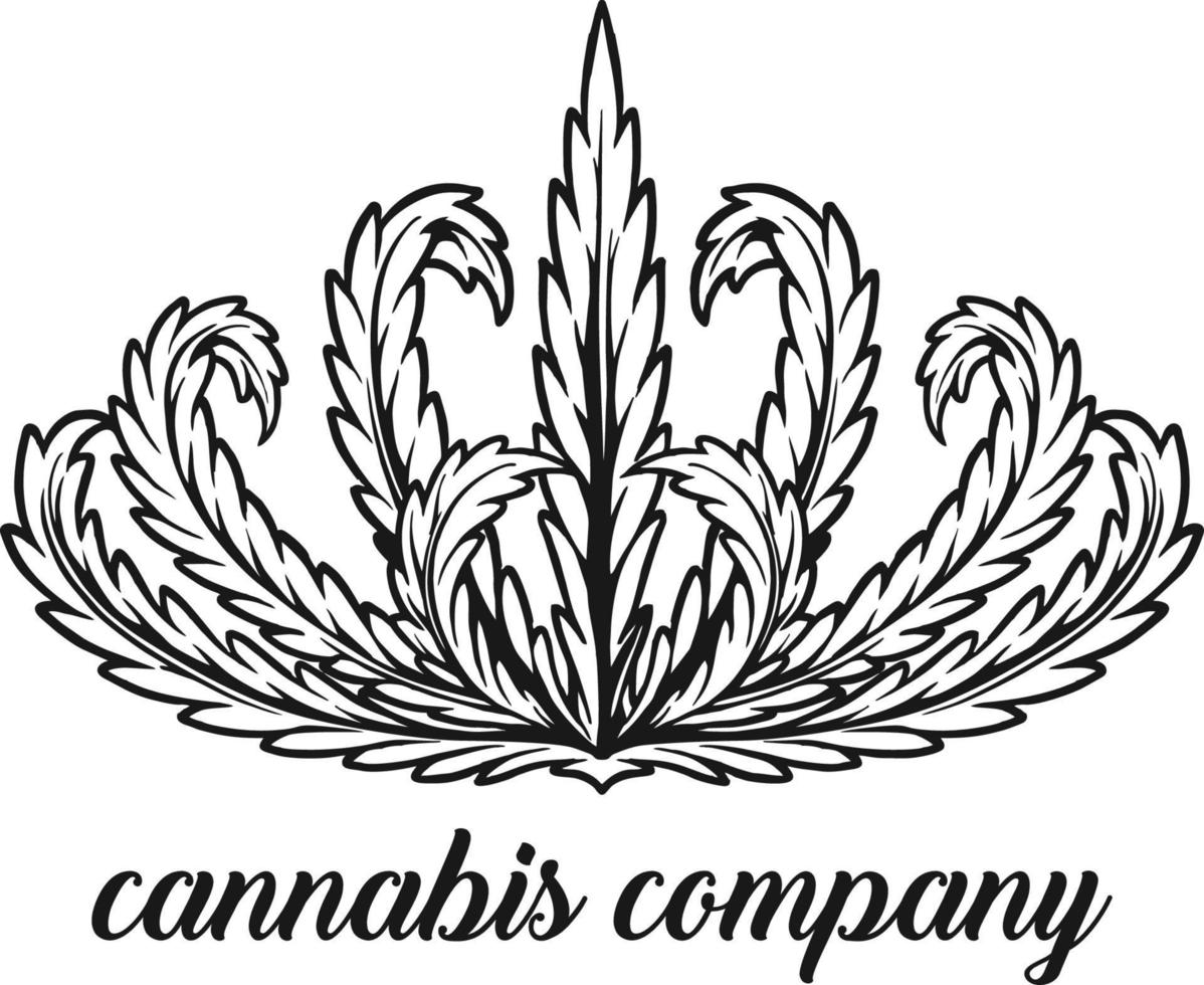 Classic weed crown leaf company mascot monochrome vector