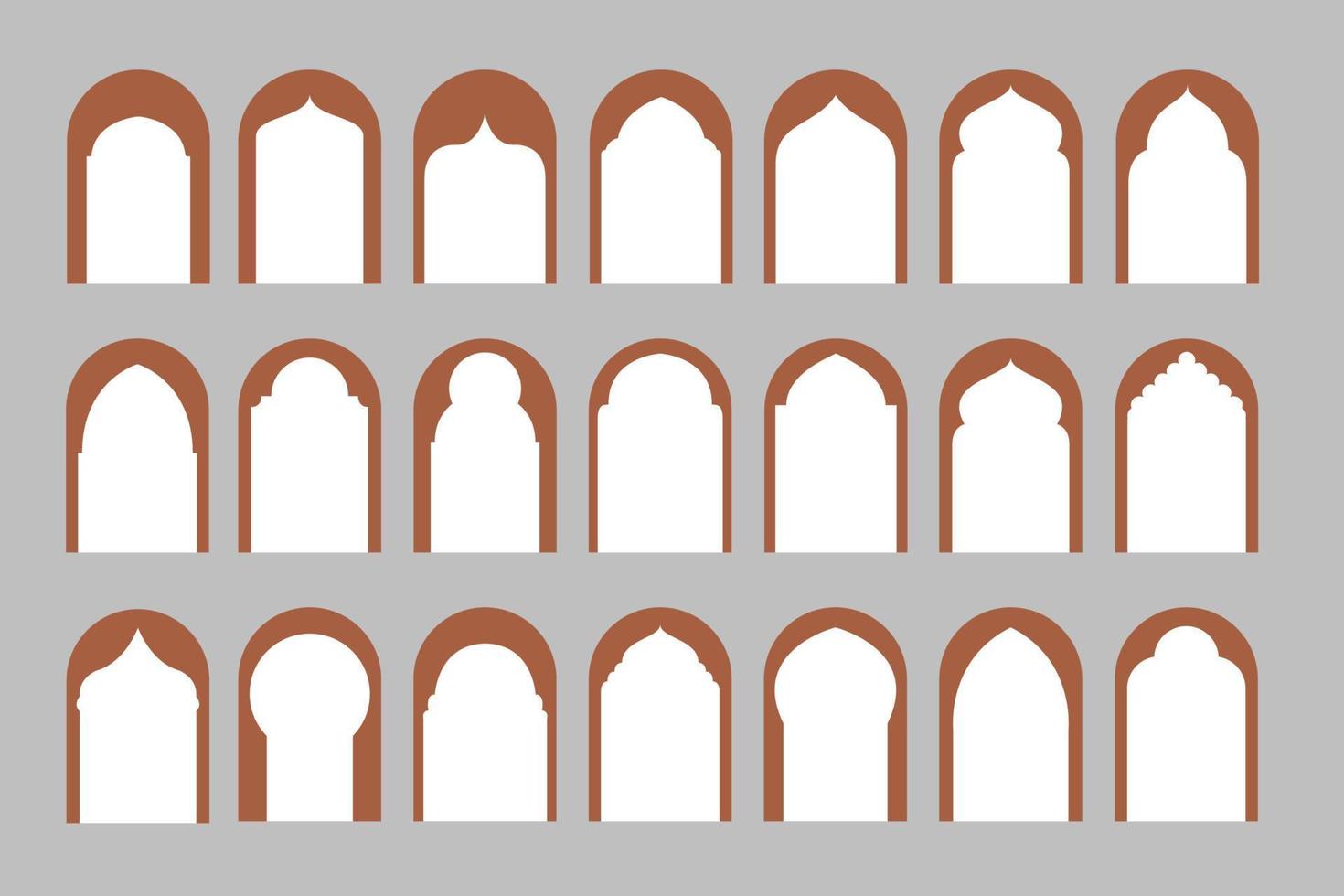 Islamic Arabic arch window and door geometric laser cutting template. Weding template. vector