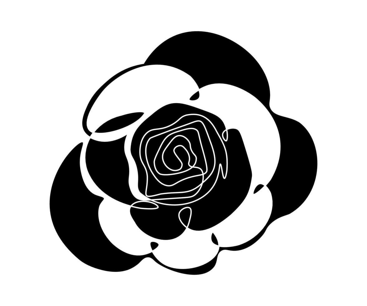 black and white logo of the blooming rose vector