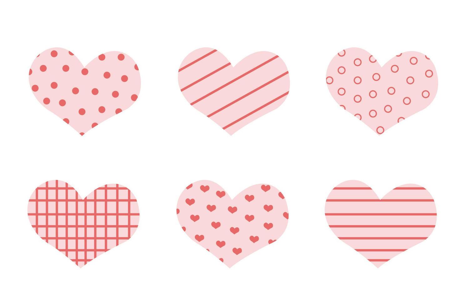 Valentines day and wedding or engagement design set in retro pink hearts shape. vector