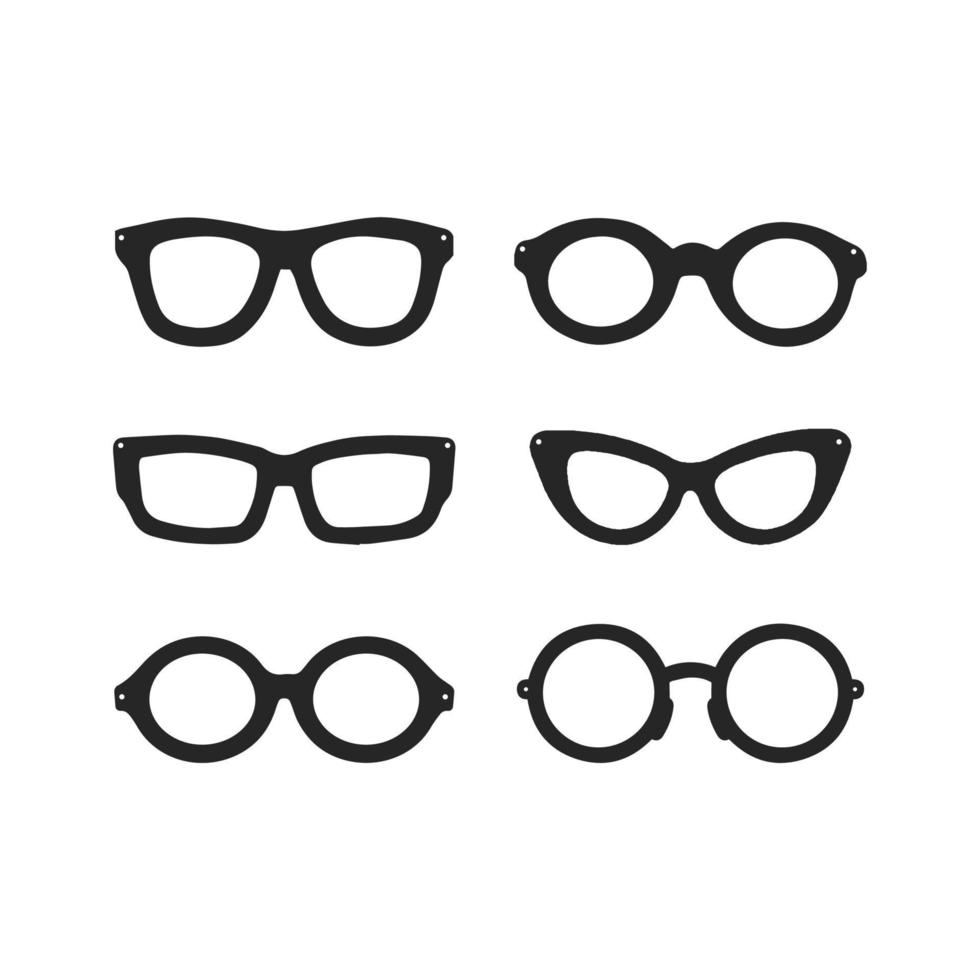 set of black silhouette glasses optic illustration vector