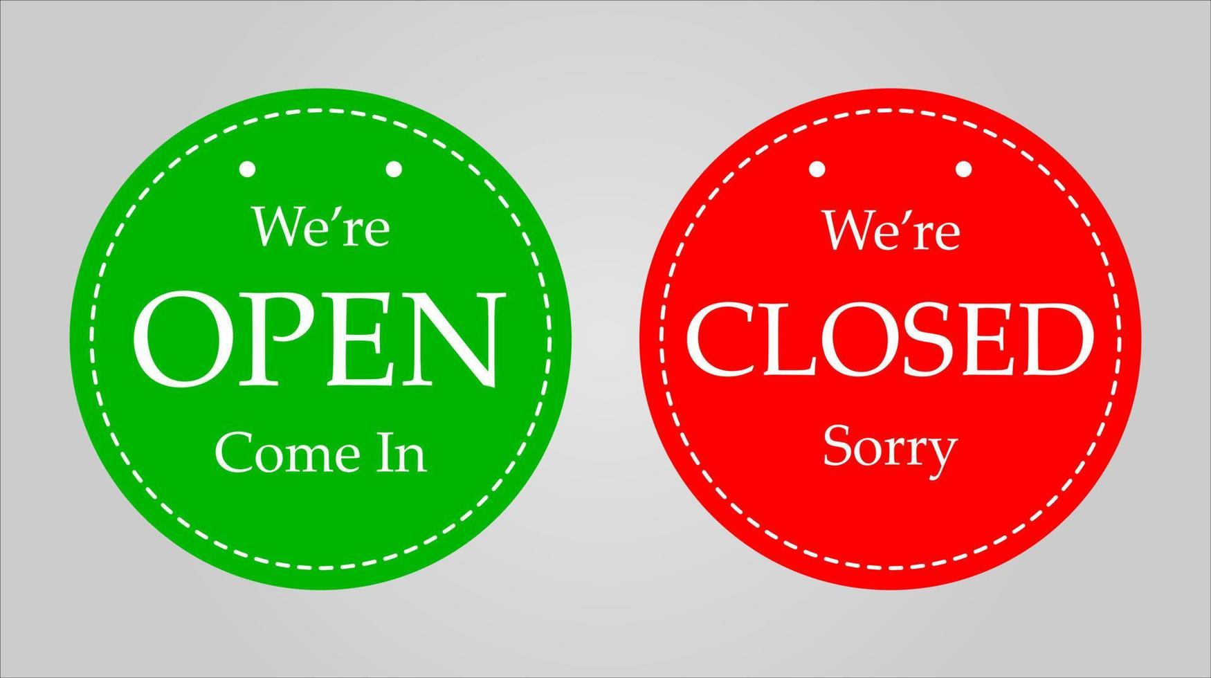 Open and closed signs. Vector illustration.