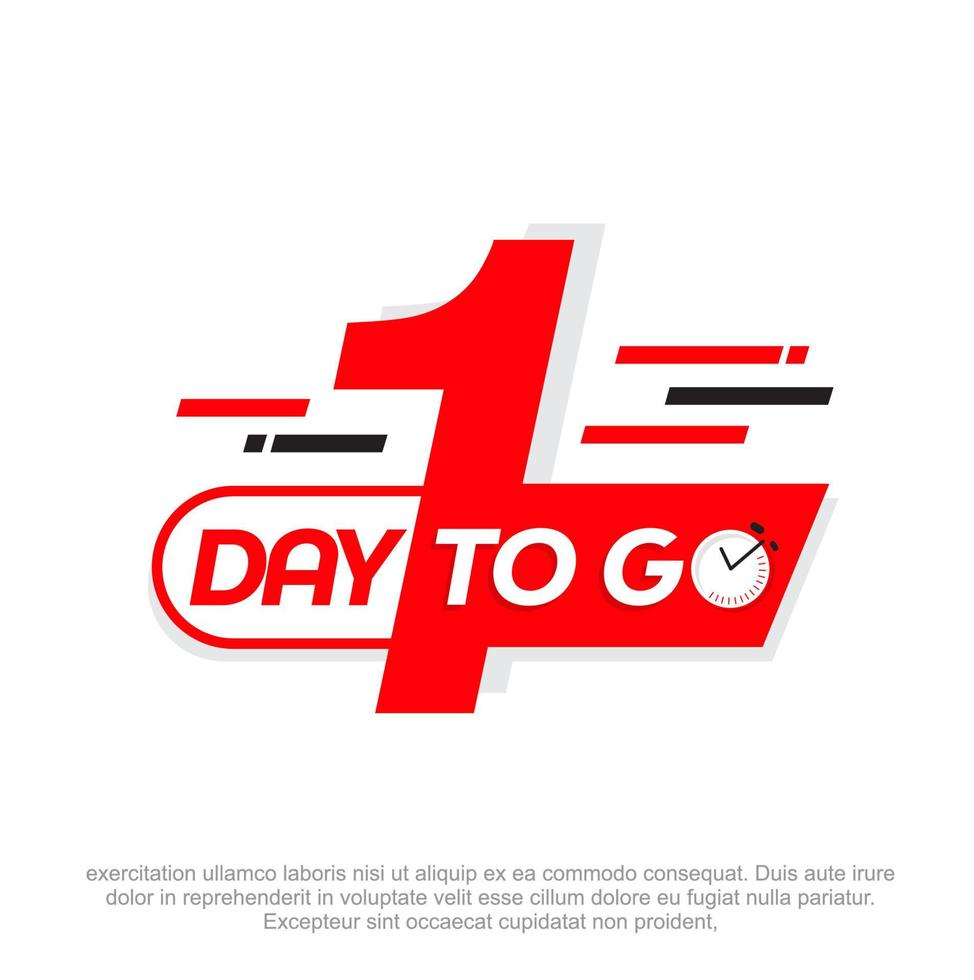 one day left vector logo design. One day to go vector design. 1 day to go design concept.