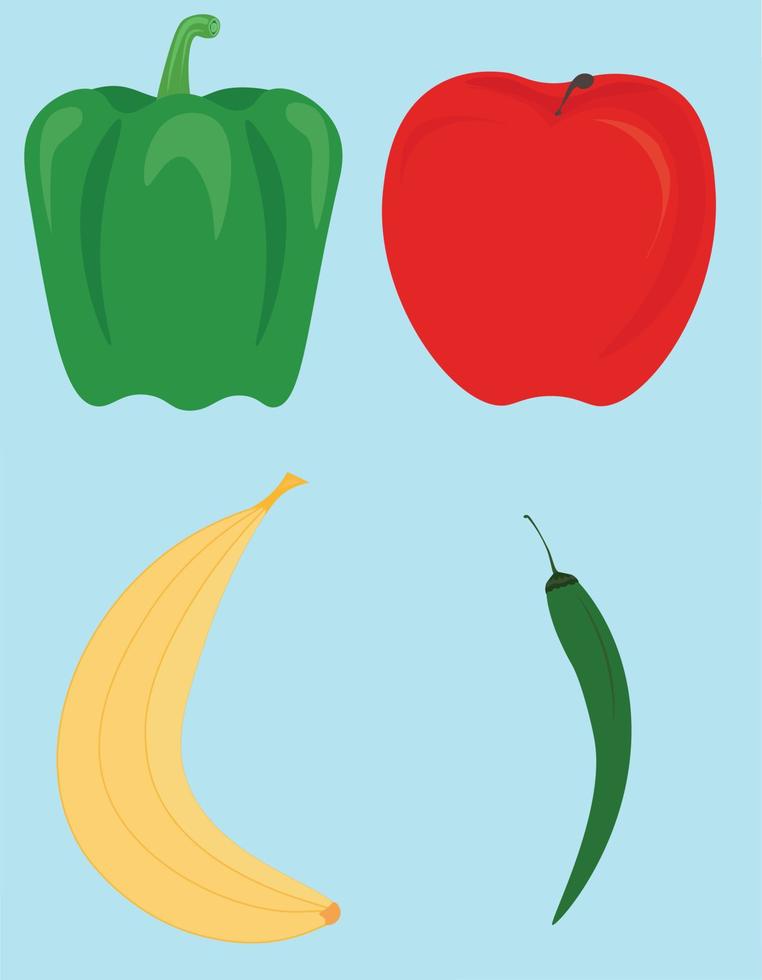 some green makes it spicy. Fruits and Vegetables. vector