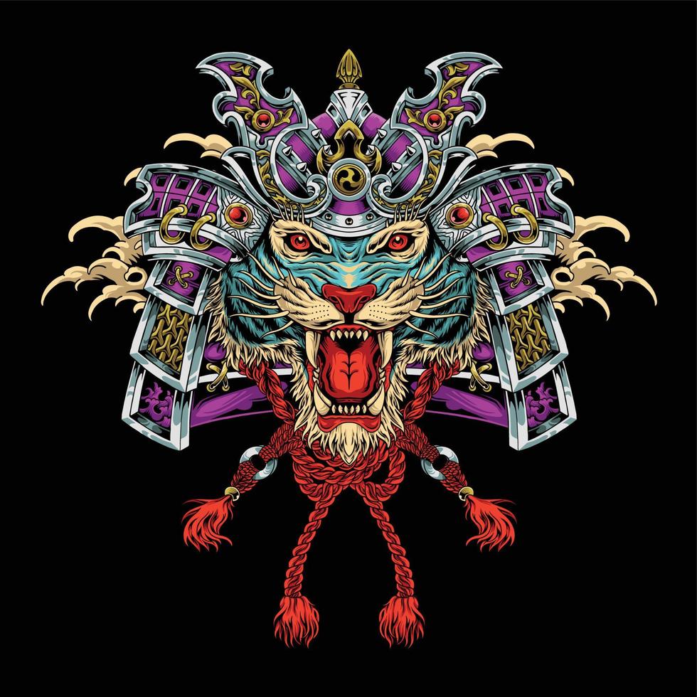 Tiger with samurai armor 2 vector