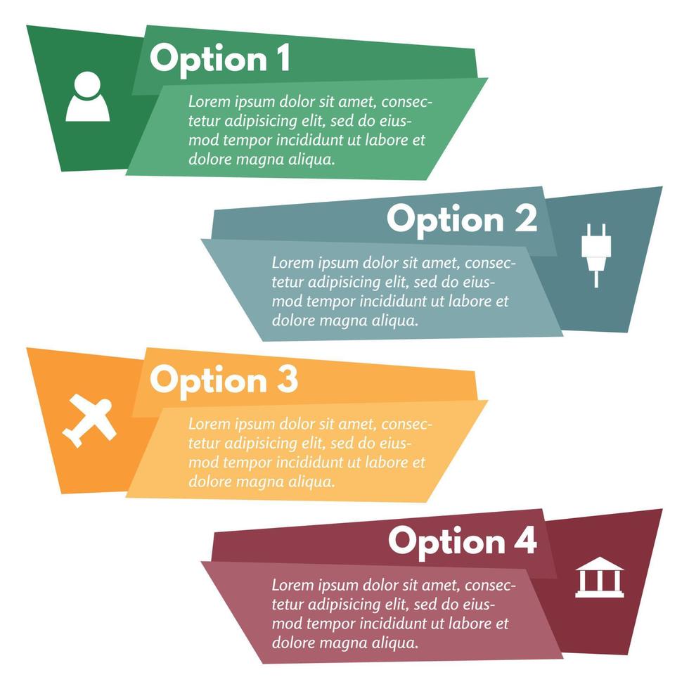 Four elements of infographic design with icons. Step by step infographic design template. Vector illustration