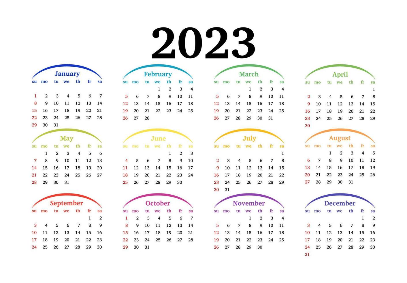 calendario para 2023 aislado en un fondo blanco vector