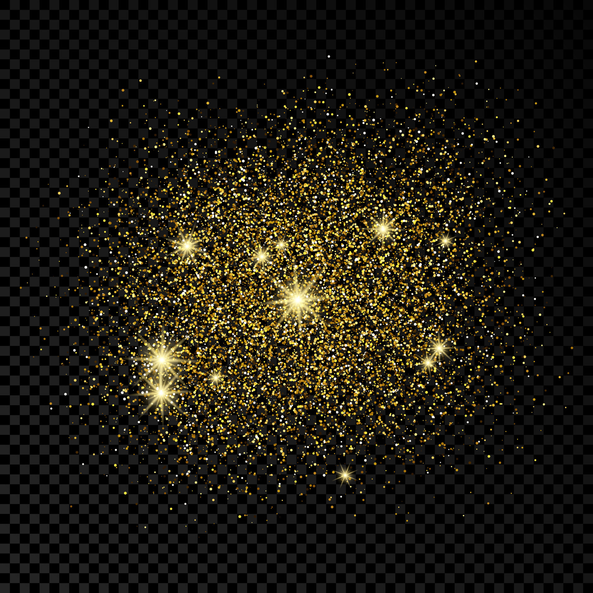 Golden glittering backdrop on a dark transparent background. Background
