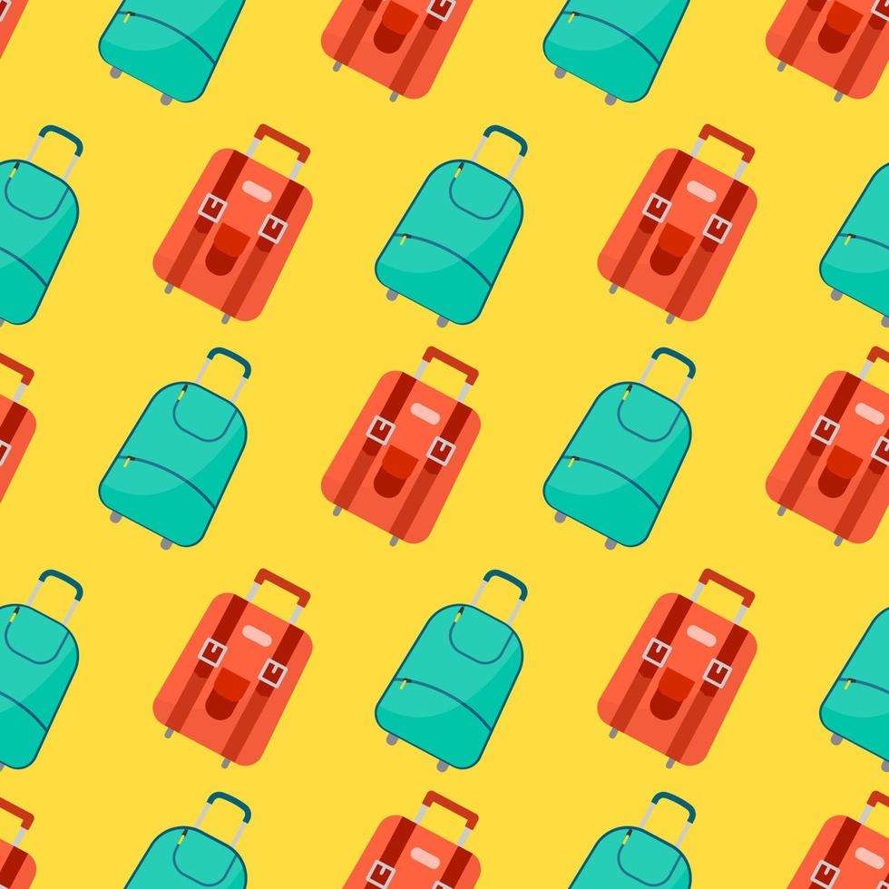 Seamless pattern with travel bag with luggage. Background with suitcase for journey trip. Vector illustration