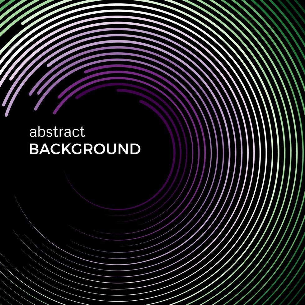 Abstract background with bright colorful lines. Colored circles with place for your text on a black background. vector