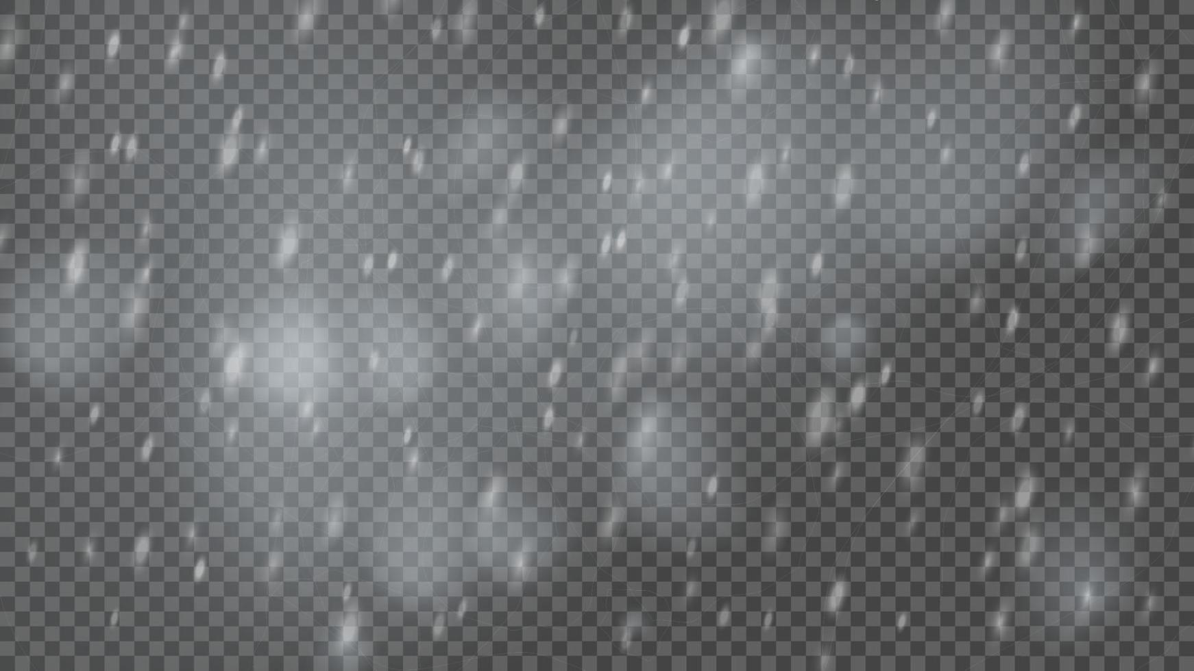 Snowstorm and falling snowflakes on transparent background. Blizzard of white snowflakes and Christmas snow. Vector illustration