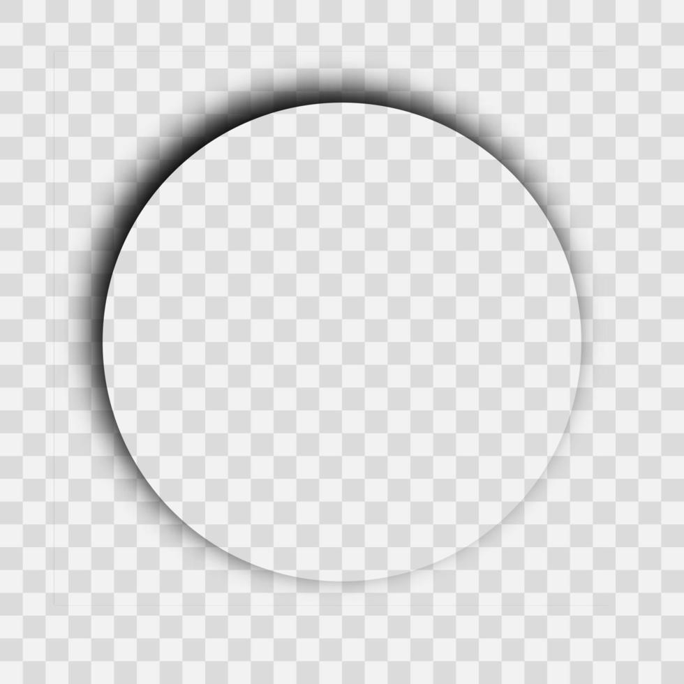 Dark transparent realistic shadow. Circle shadow isolated on transparent background. Vector illustration.