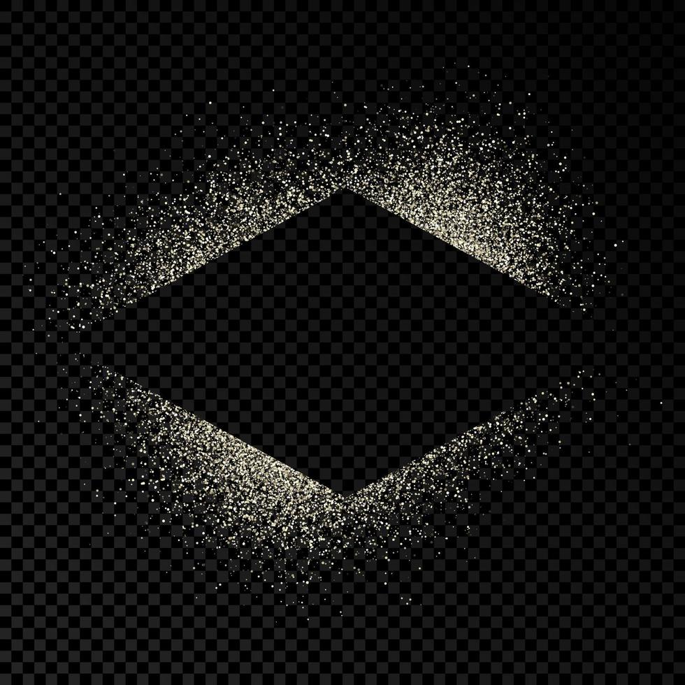 Rhombus frame with silver glitter on dark transparent background. Empty background. Vector illustration.