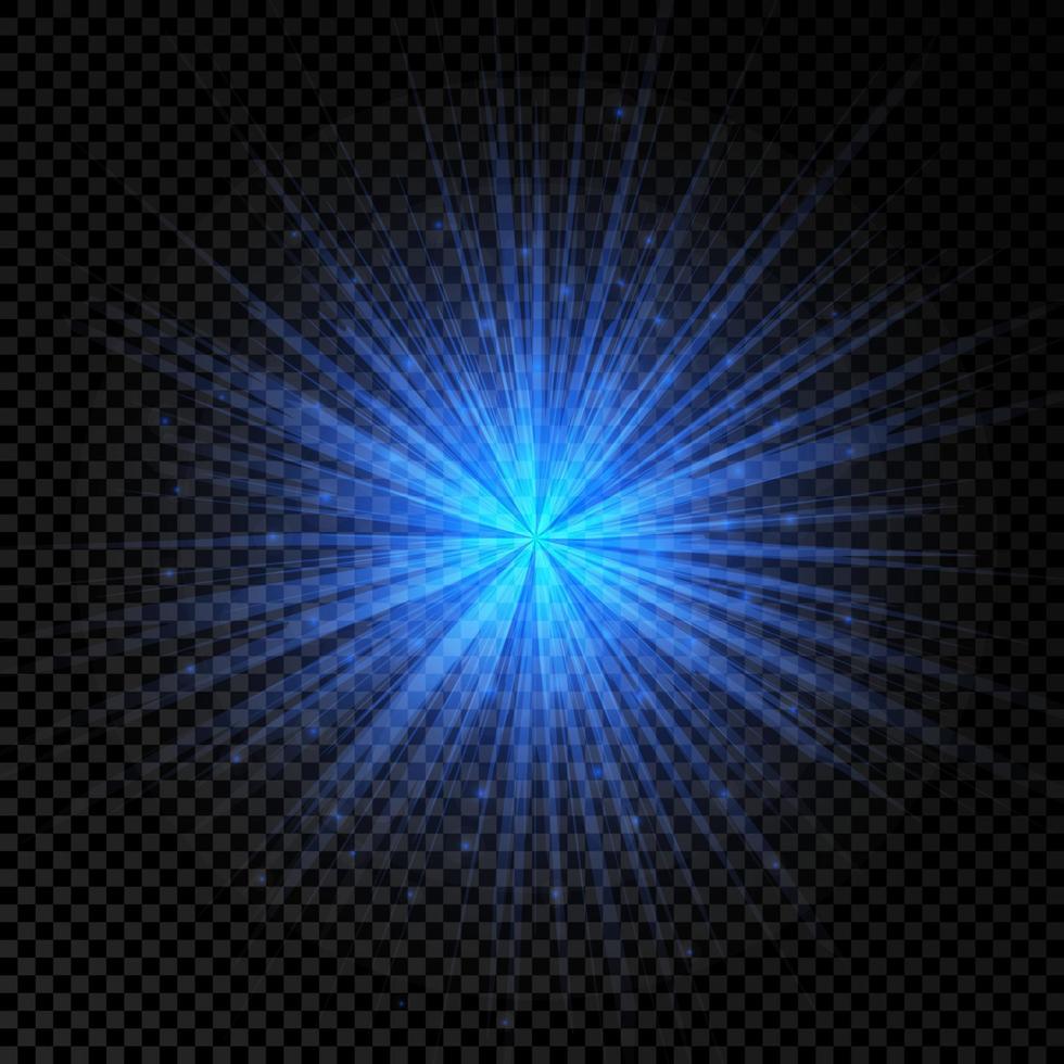 efecto de luz de destellos de lente. luces azules brillantes efectos de estallido con destellos sobre un fondo transparente. ilustración vectorial vector