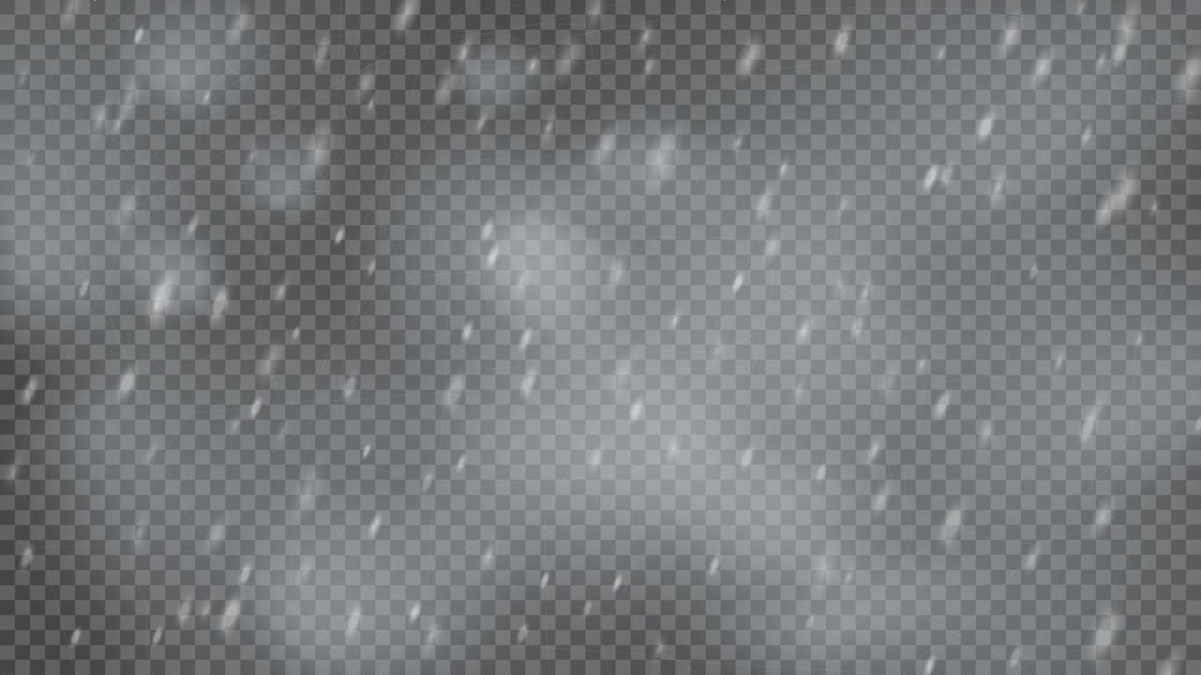 Snowstorm and falling snowflakes on transparent background. Blizzard of white snowflakes and Christmas snow. Vector illustration