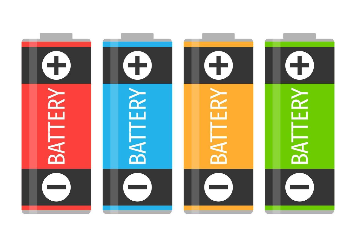 A set of four colorful batteries. Vector illustration