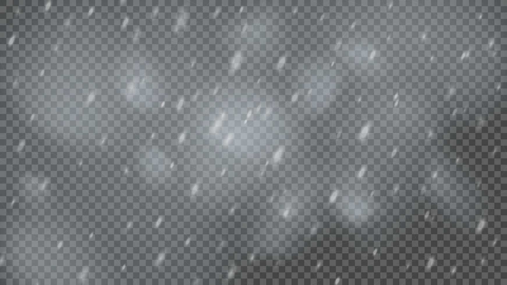 Snowstorm and falling snowflakes on transparent background. Blizzard of white snowflakes and Christmas snow. Vector illustration