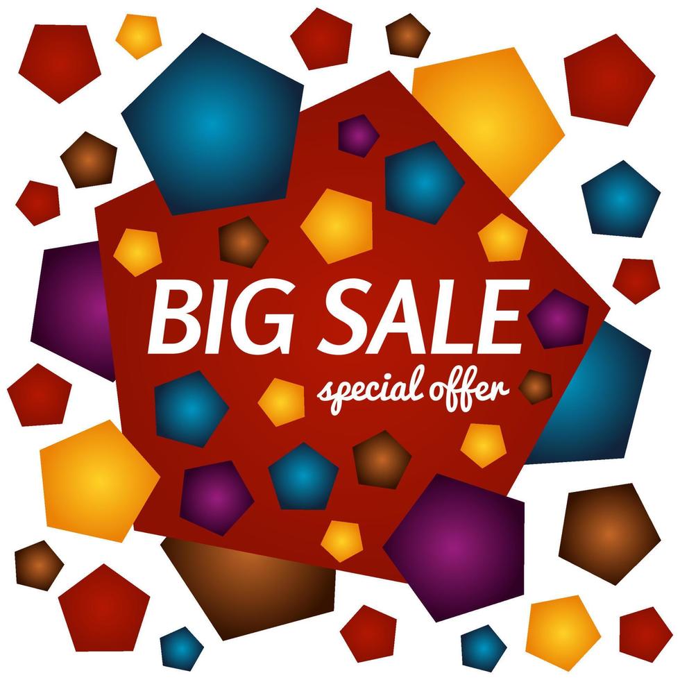 Big sale special offer square banner on white background. Vector background with colorful design elements. Vector illustration.