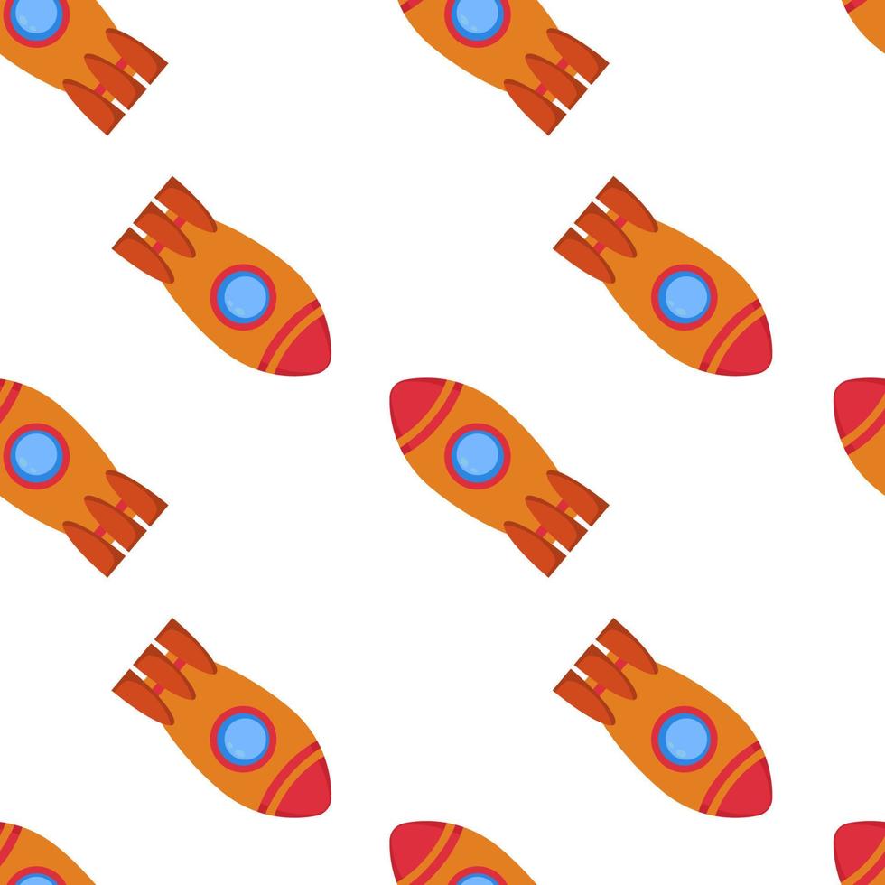 Seamless pattern with space rocket. Vector illustration.