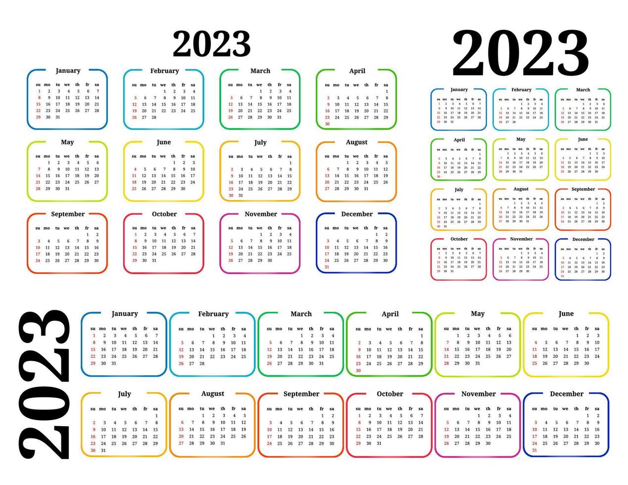 Calendar for 2023 isolated on a white background vector