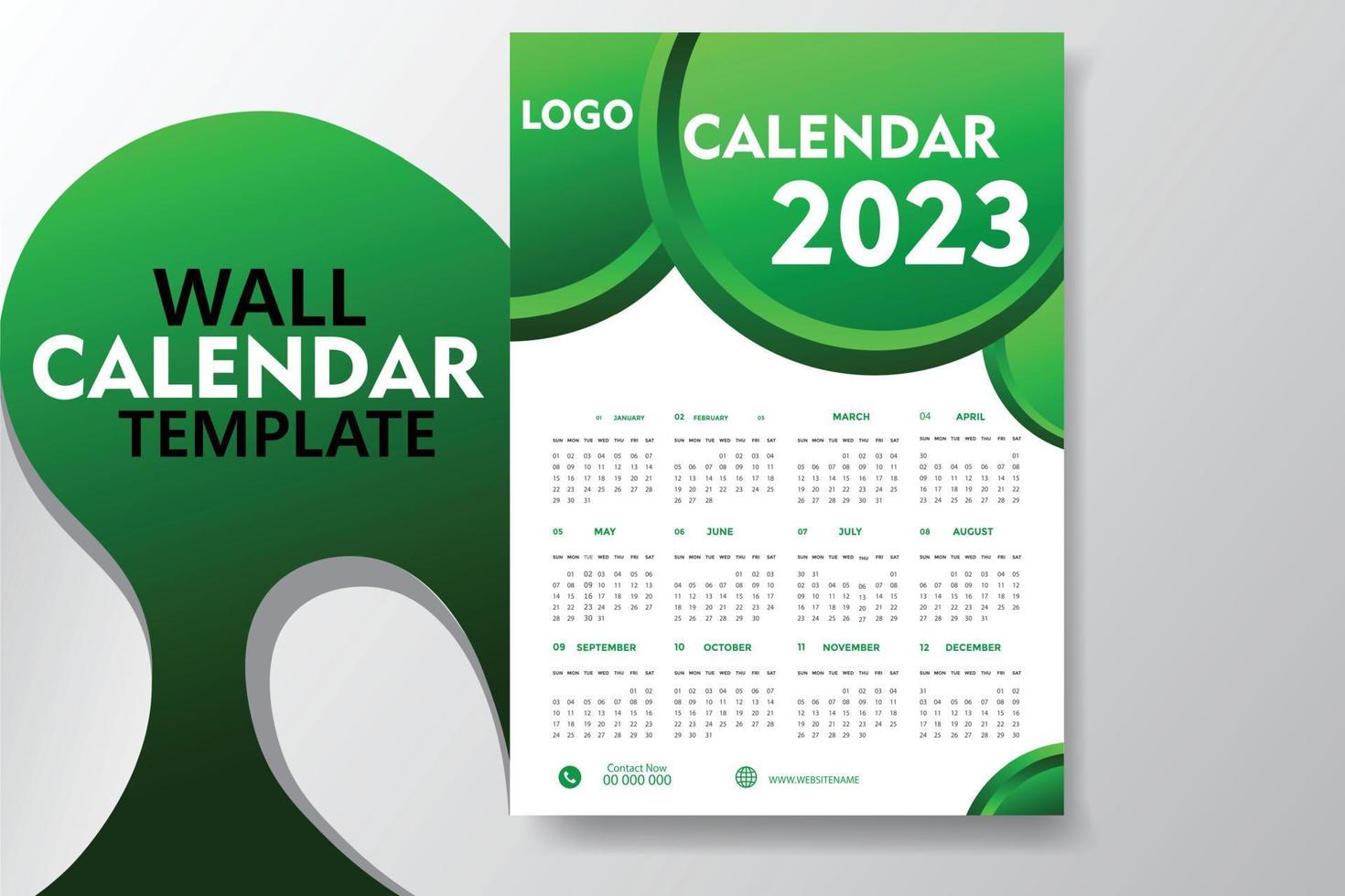 2023 Wall calendar template. unique wall calendar design vector