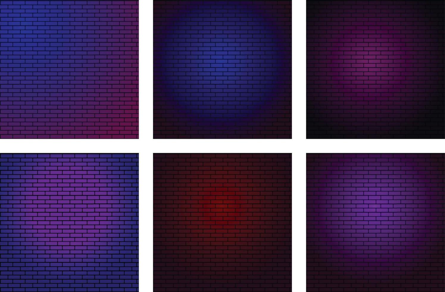 Set of neon walls bricks vector